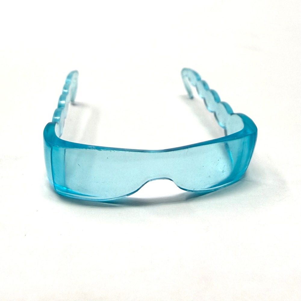 Barbie My Scene Blue Translucent Shield Sunglasses Y2K Futuristic Wavy Scallop